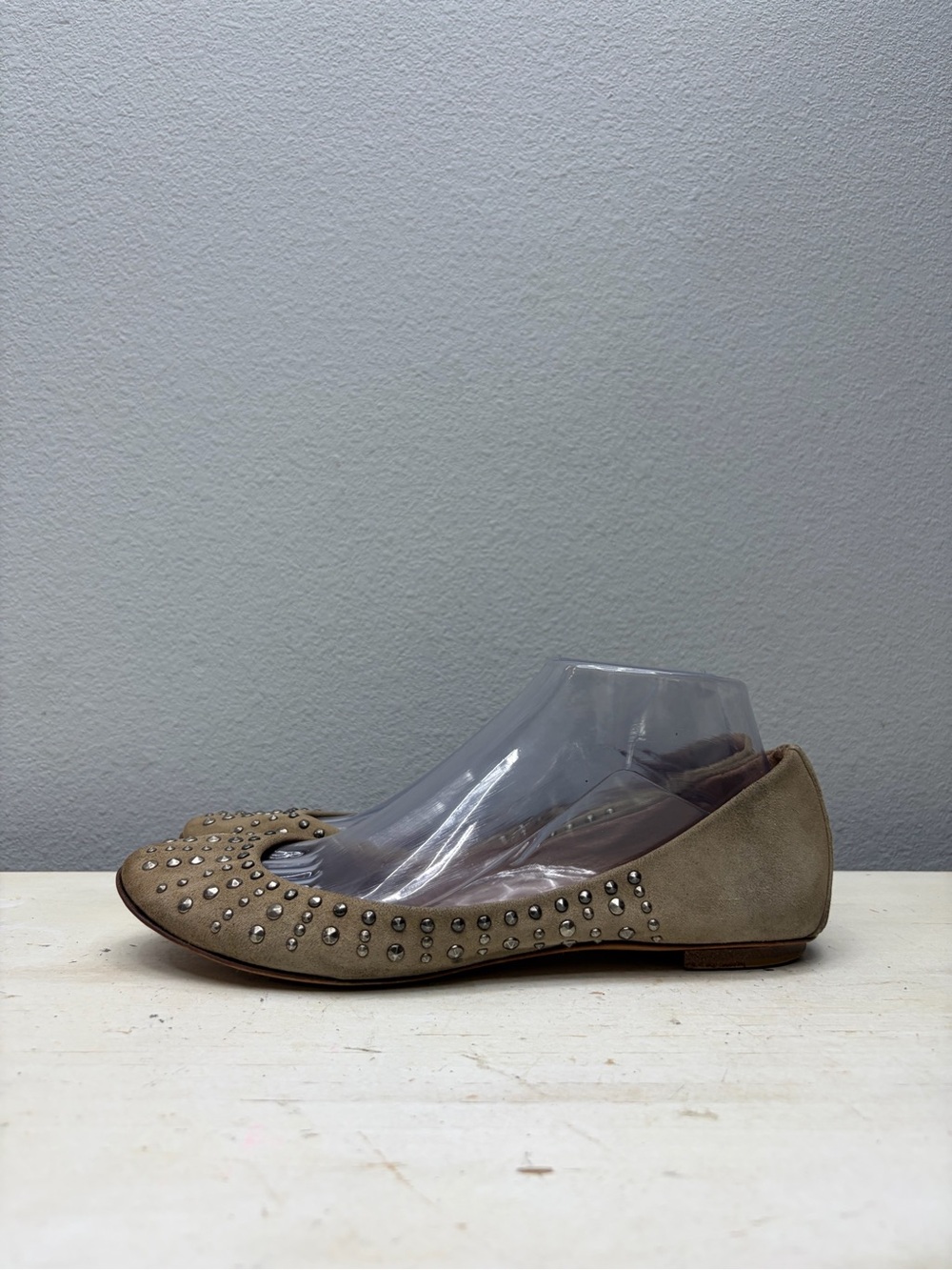 Sigerson Morrison Brown Suede Studded Flats Size 7.5